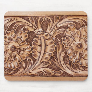 cowboy western country pattern tooled leather mouse pad