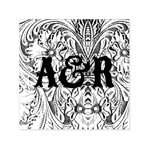 Cowboy western country wedding couple monograms self_inking stamp