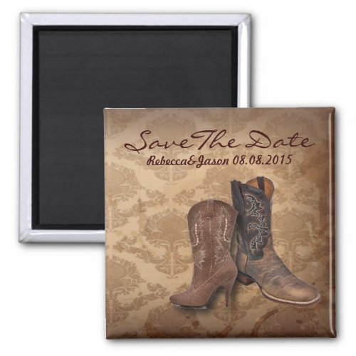 cowboy western country wedding save the date magnet