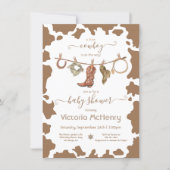 Cowboy Western Cowhide Clothesline Baby Shower Inv Invitation (Front)