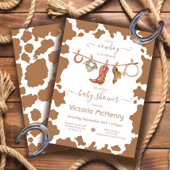 Cowboy Western Cowhide Clothesline Baby Shower Inv Invitation by McBooboo at Zazzle