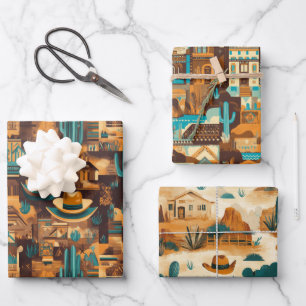 Cowboy Western Desert Brown  Wrapping Paper Sheets