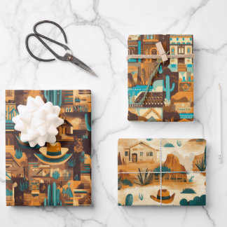 Cowboy Western Desert Brown Wrapping Paper Sheets