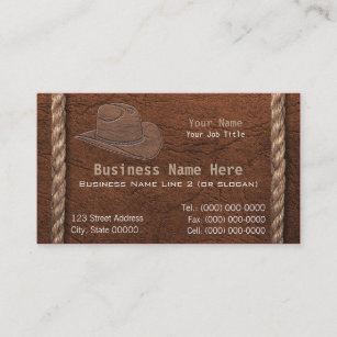 Cowboy / Western Faux Tooled Leather & Rope Business Card