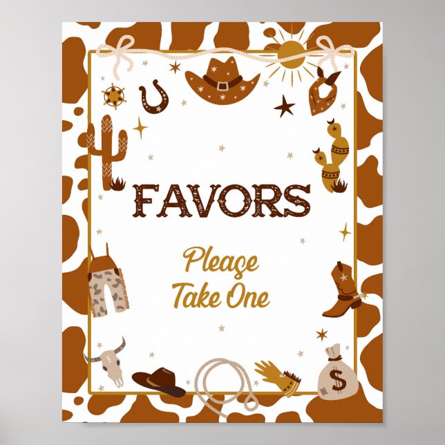 Cowboy Western Favors Sign (Front)