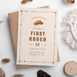 Cowboy Western First Rodeo Birthday Party Invitation