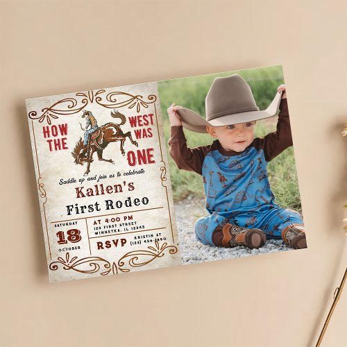 Cowboy Western First Rodeo Wild West Birthday Invitation