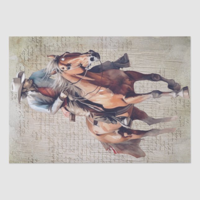 Cowboy Western Floral Watercolor Decoupage Tissue Paper (Front)
