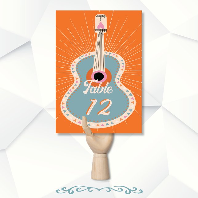 Cowboy Western Guitar bold color Wedding Table Number (Creator Uploaded)