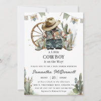 Cowboy Western Hat Boots Denim Boy Baby Shower 