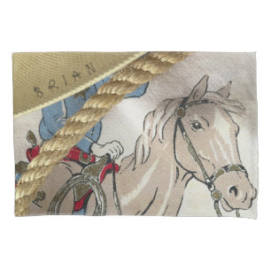COWBOY western horse personalized rope trim name Pillow Case