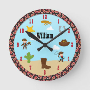 Cowboy Western Kids Room Clock
