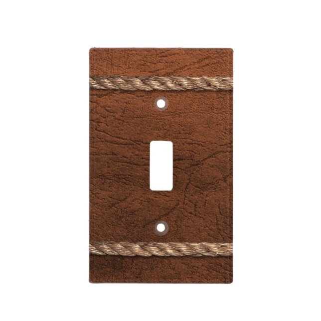 Cowboy / Western - Leather & Rope Light Switch Cover (Front)