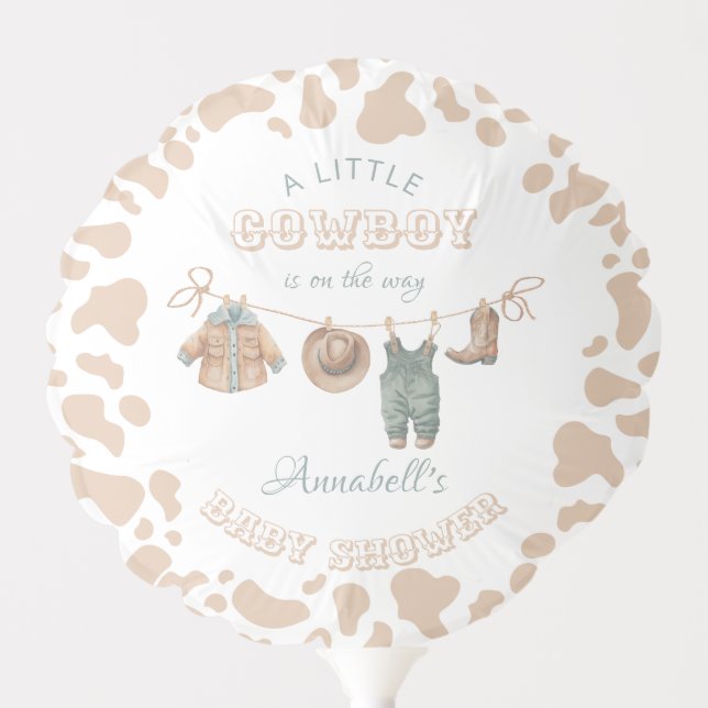 Cowboy Western Light Brown Boy Baby Shower Balloon (Front)