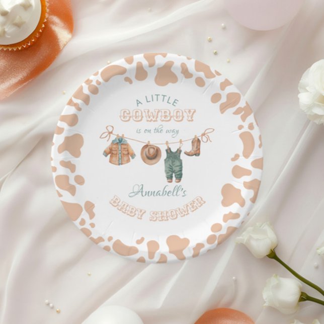 Cowboy Western Light Brown Boy Baby Shower Paper Plates (Creator Uploaded)