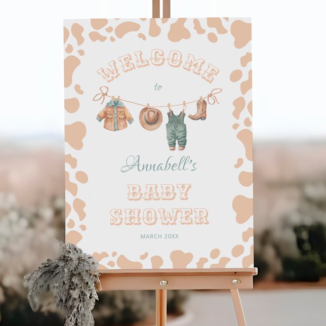 Cowboy Western Light Brown Boy Baby Shower Welcome Foam Board (Creator Uploaded)