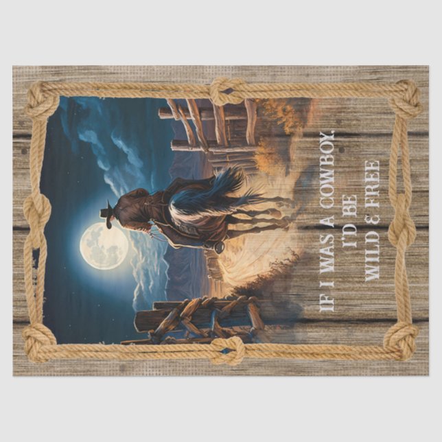 Cowboy Western Man Horse Tissue Paper (Front)