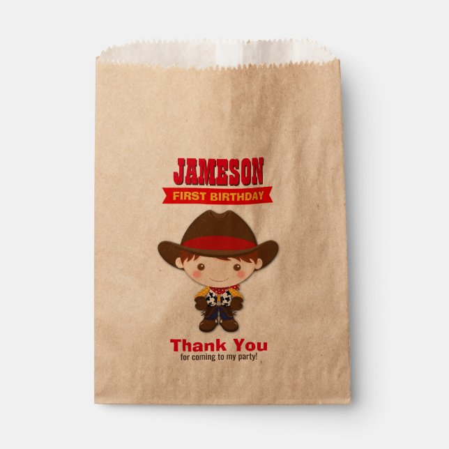 Cowboy Western Old West Birthday Favor Bag (Front)
