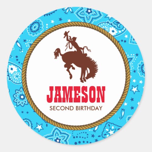 Cowboy Western Old West Birthday Party Classic Round Sticker