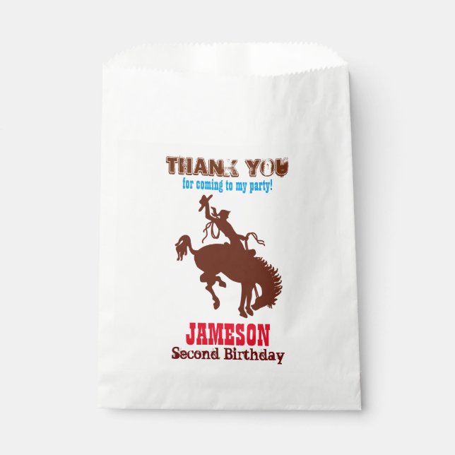 Cowboy Western Old West Birthday Party Favor Bag (Front)