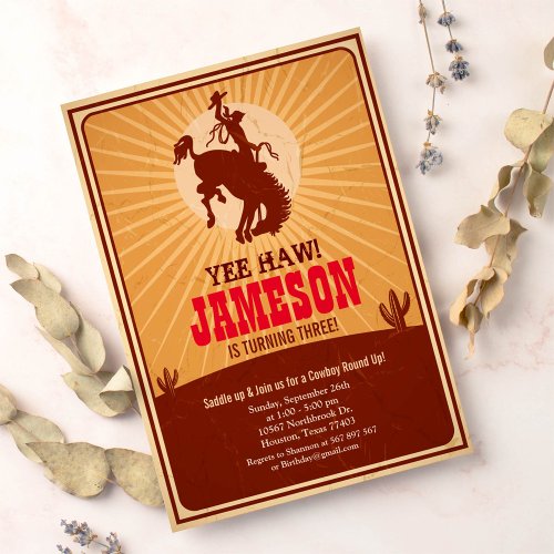 Cowboy Western Old West Birthday Party Invitation