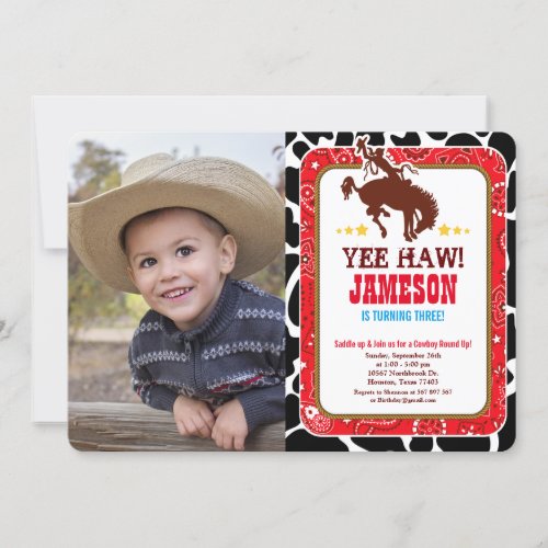 Cowboy Western Old West Birthday Photo Invitation