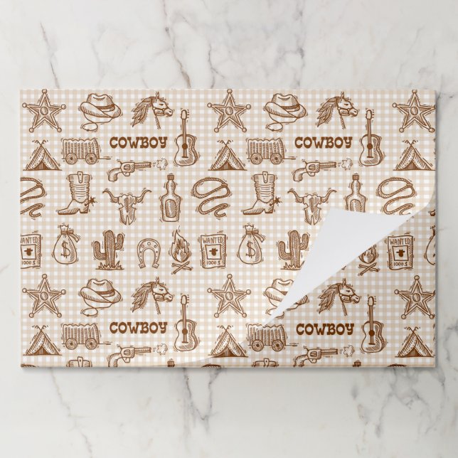 Cowboy Western Paper Placemats (Folded)