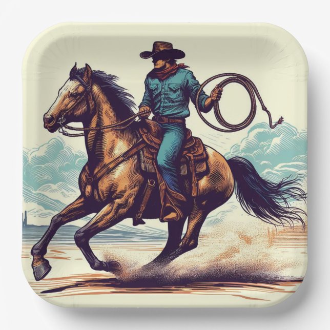 Cowboy Western Paper Plates (Front)