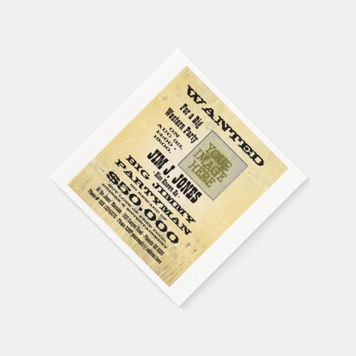 Cowboy Western Party Wanted Poster Paper Napkins