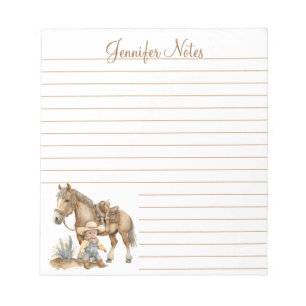 cowboy western personalized lined baby shower notepad