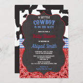 Cowboy western red bandana blue boy baby shower invitation (Front/Back)