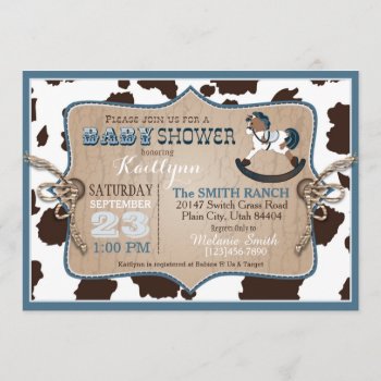 Cowboy Western Rocking Horse Baby Shower Invitation by NouDesigns at Zazzle