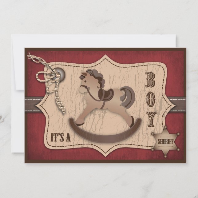 Cowboy Western Rocking Horse Baby Shower Invitation (Front)