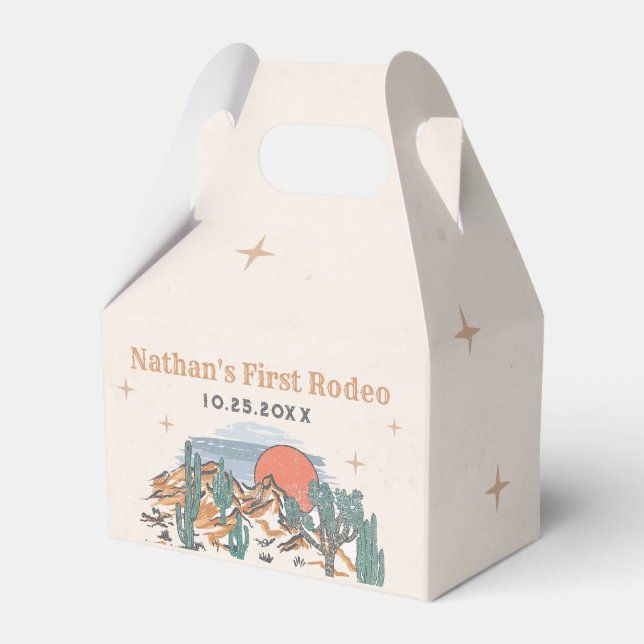 Cowboy Western Rodeo 1st Birthday  Favor Boxes (Front Side)