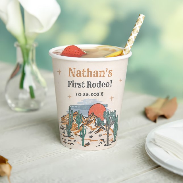 Cowboy Western Rodeo 1st Birthday  Paper Cups (Creator Uploaded)