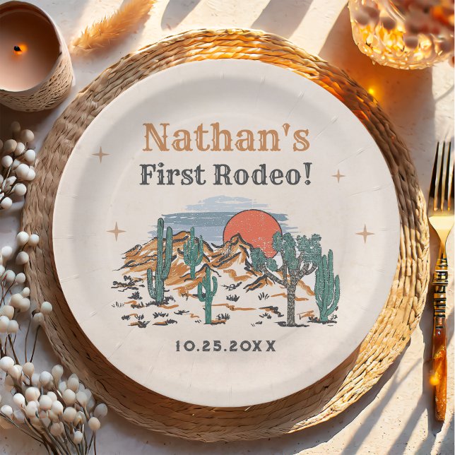 Cowboy Western Rodeo 1st Birthday  Paper Plates (Creator Uploaded)