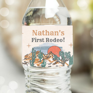 Cowboy Western Rodeo 1st Birthday  Water Bottle Label