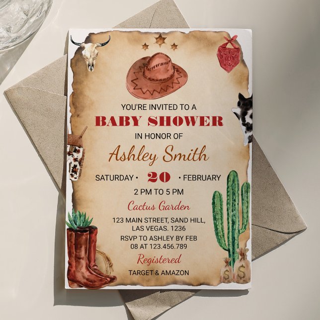 Cowboy Western Rodeo Baby Shower Invitation (Creator Uploaded)