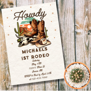 Cowboy Western Rodeo Birthday Kids Invitation
