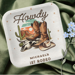 Cowboy Western Rodeo Birthday Kids Paper Plates