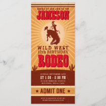 Cowboy Western Rodeo Birthday Ticket Pass Invitation