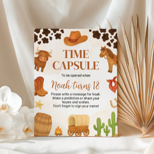 Cowboy Western Rodeo Birthday Time Capsule Sign
