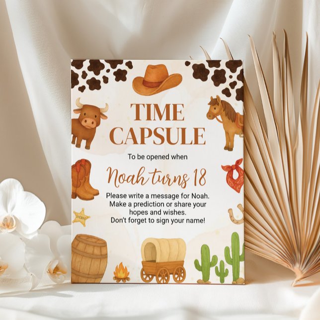 Cowboy Western Rodeo Birthday Time Capsule Sign (Creator Uploaded)