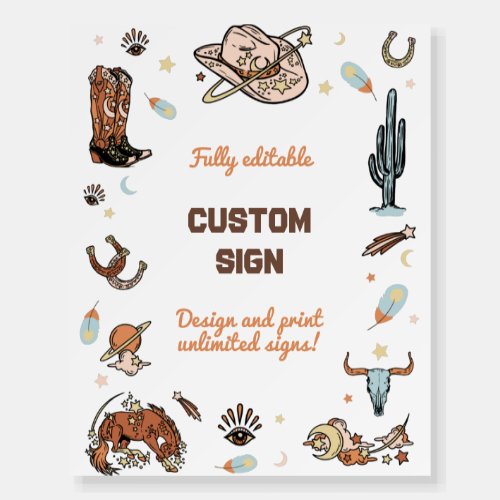 Cowboy Western Rodeo Brithday Party Custom Sign