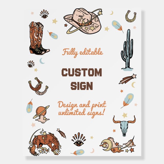 Cowboy Western Rodeo Brithday Party Custom Sign (Front)