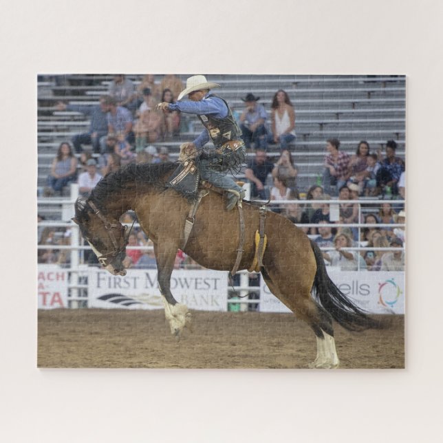 Cowboy Western Rodeo Bucking Horse Corral Jigsaw Puzzle (Horizontal)