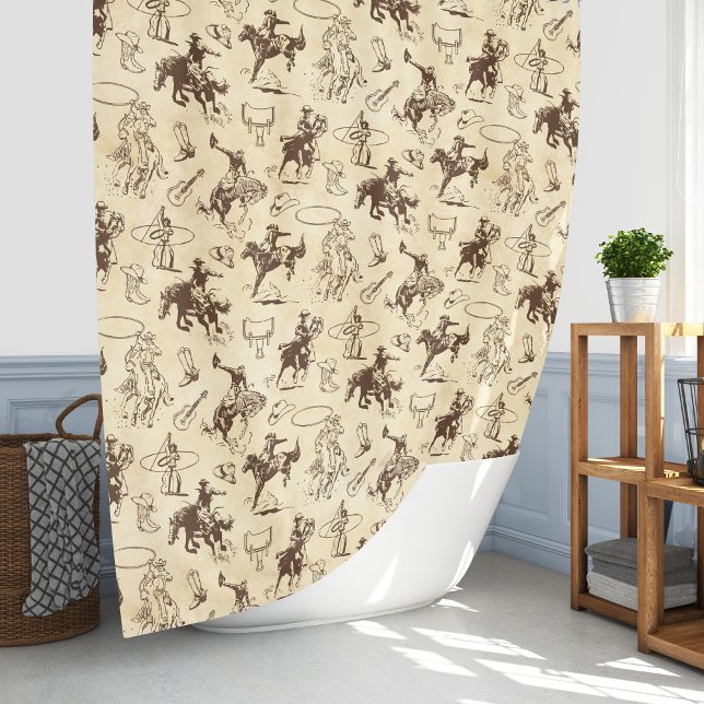 Cowboy Western Rodeo Horses Shower Curtain (Creator Uploaded)