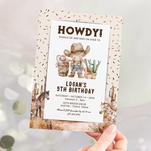 Cowboy Western Rodeo Kids Birthday Invitations