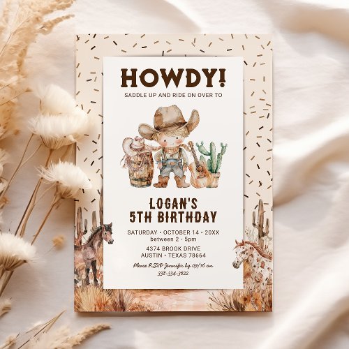 Cowboy Western Rodeo Kids Birthday Invitations