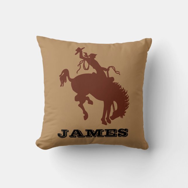 Cowboy Western Rodeo personalised name Throw Pillow (Front)